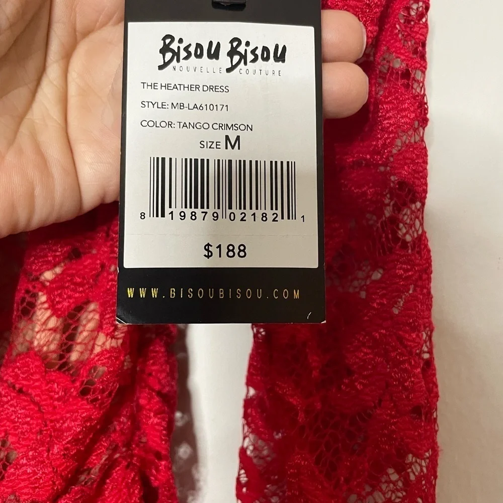 Bisou Bisou Red Asymmetrical Lace Dress - Picture 4 of 10